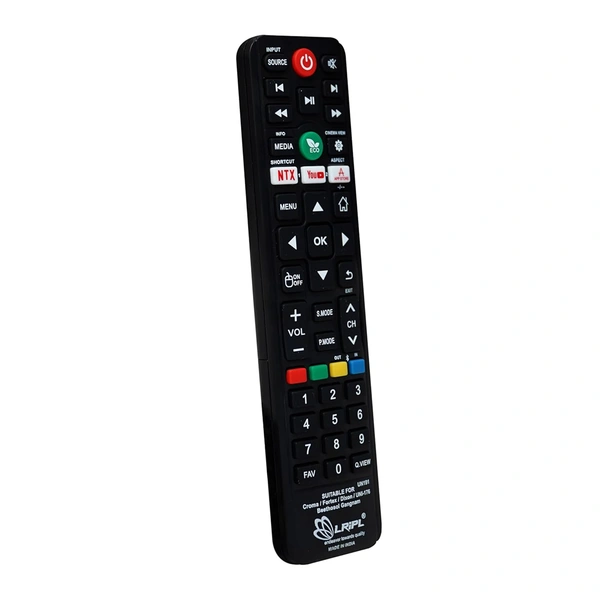 Lripl LRIPL Compatible Remote for Orpel TV/Croma TV/Dixon Remote/Fortex Tv Remote/Beethosol Smart tv Remote/Gangnam Street tv Remote with Netflix YouTube Key (Black)