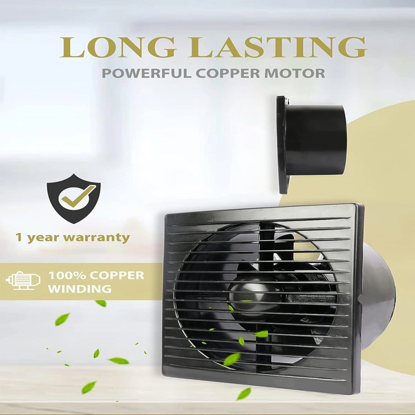 Parker Ventilation Fan 6 inch 150mm Exhaust Fan HIGH SPEED 2000 RPM Copper motor (Black)