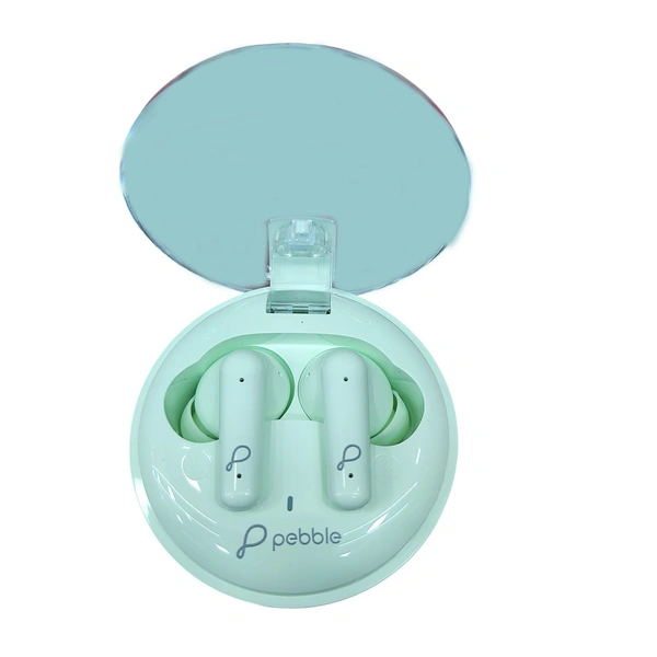Pebble TRUBUDS True Wireless Earpods | ENC with Dual Mic | Just making it crystal clear (Black) - Mint Green