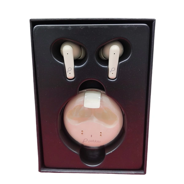 Pebble TRUBUDS True Wireless Earpods | ENC with Dual Mic | Just making it crystal clear (Black) - Peach