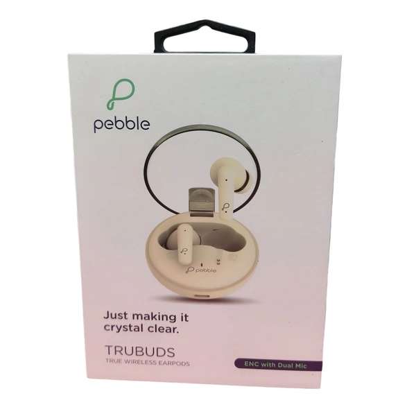 Pebble TRUBUDS True Wireless Earpods | ENC with Dual Mic | Just making it crystal clear (Black) - Peach