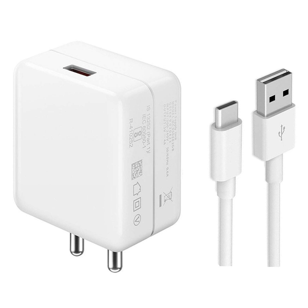 Perfect 30W Fast Charger | USB to Type-C Cable 6A | Travel Adapter (White)