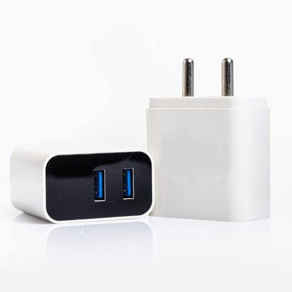 Perfect PF-003 Fast Charger | Dual Port Charger | 3.1A Type-C USB Cable | Travel Adapter (White)