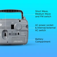 Philips Radio Trishul RL118/94 with MW/SW/FM Bands, 200mW RMS sound output, Built in Rechargeable Battery (Sliver)