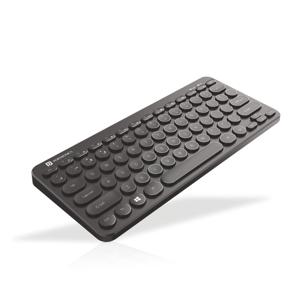 Portronics Bubble Multimedia Wireless Keyboard 2.4 GHz & Bluetooth 5.0 Connectivity, Noiseless Experience, Compact Size, Shortcut Keys Function for iOS iPad Air, Pro, Mini, Android, Windows Tablets PC Smartphone (Black)