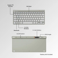 Portronics Bubble Max Wireless Keyboard with Bluetooth & 2.4 GHz Dual Connectivity, Noiseless Keys, Connect Upto 2 Devices, Spill-Resistant Compact Design (White)