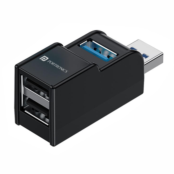Portronics Mport 3A USB Hub (3-in-1), Multiport Adapter with USB 3.0 & 2-Port USB 2.0, Upto 5 Gbps High Data Transfer Speed for PC, Laptop & Mac (Black)