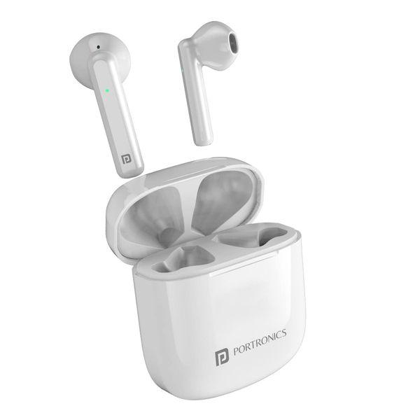 Portronics Harmonics TWINS 25 TWS Earbuds with ENC, Bluetooth 5.1, 13mm Driver, 27Hrs Playtime, Type C Charging, Dual Mic.(White)