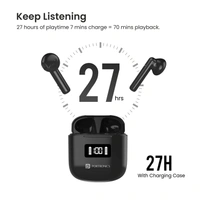 Portronics Harmonics Twins 26 TWS Earbuds with ENC, Bluetooth 5.1, 13mm Driver, 27Hrs Playtime, Digital Display, Type C Charging, Dual Mic.(Black)