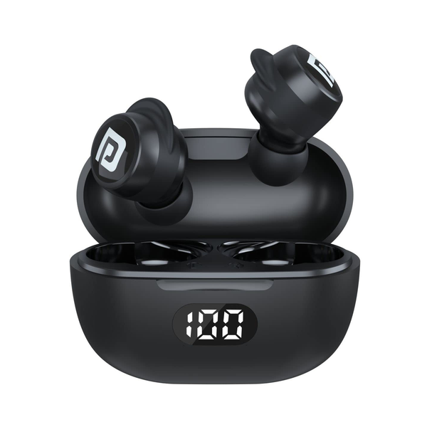Portronics Harmonics Twins S5 Smart TWS Earbuds with LED Display, 15Hrs Playtime, Bluetooth 5.2, Music & Game Modes, Voice Assistant (Black)