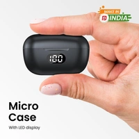 Portronics Harmonics Twins S5 Smart TWS Earbuds with LED Display, 15Hrs Playtime, Bluetooth 5.2, Music & Game Modes, Voice Assistant (Black)