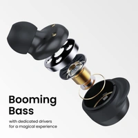 Portronics Harmonics Twins S5 Smart TWS Earbuds with LED Display, 15Hrs Playtime, Bluetooth 5.2, Music & Game Modes, Voice Assistant (Black)