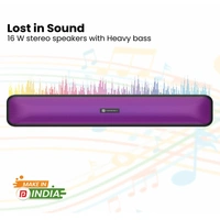 Portronics Radian 16W Bluetooth Stereo Soundbar with Multicolour LED Lights, in-Built FM Radio, Built in Mic, Aux in 3.5mm, Micro SD Slot(Black)