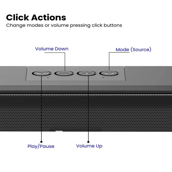 Portronics Radian 16W Bluetooth Stereo Soundbar with Multicolour LED Lights, in-Built FM Radio, Built in Mic, Aux in 3.5mm, Micro SD Slot(Black)