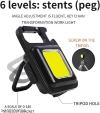 VEV COB Rechargeable Key Chain Light Mini Flashlight Led Light With Bottle Opener Multipurpose (Black)