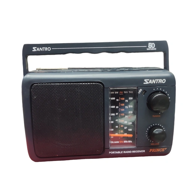 Santro 5 Band Portable Radio With MW/SW/FM/TV1/TV2 | Sweet Sound (Black)