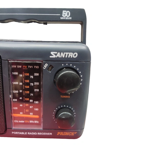 Santro 5 Band Portable Radio With MW/SW/FM/TV1/TV2 | Sweet Sound (Black)