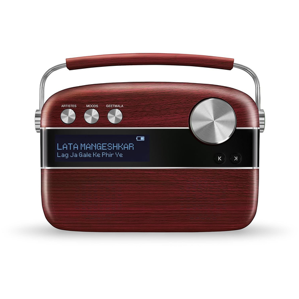 Carvaan Saregama Carvaan Marathi - Portable Music Player with 5000 Preloaded Songs, FM/Bluetooth/USB/Rechargeable Battery (Cherrywood Red)