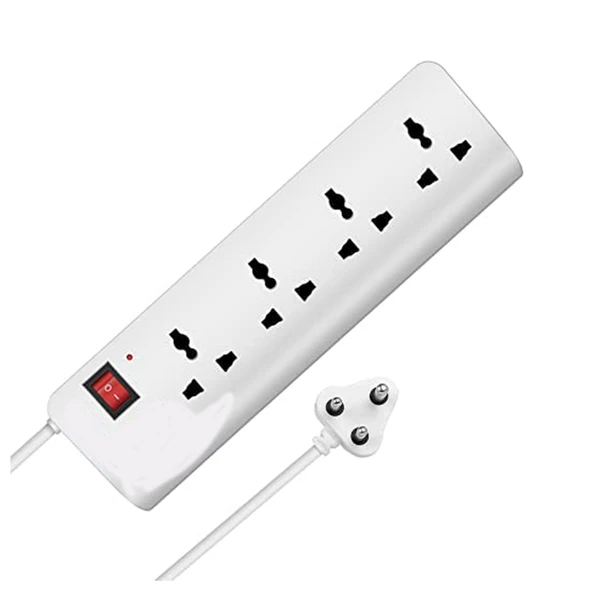 Shreyam SE-178 4 Way Extension | Switch With Indicator | 5 Meter Length (White)