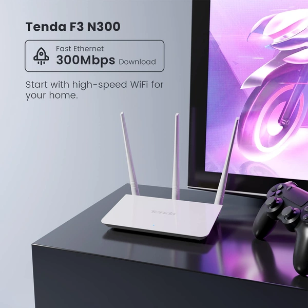 TENDA F3 Wireless Router 300 Mbps Router Single Band (White)