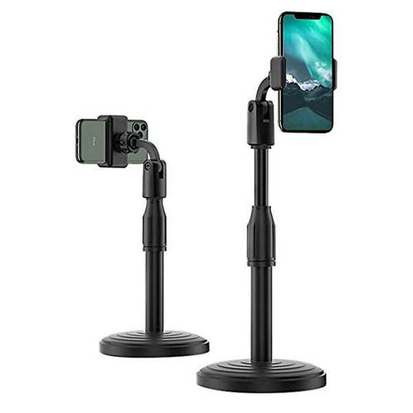 Universal Mobile Stand for Table with Adjustable Height | 360 Degree Rotation Mobile Holder for Table & Bed Compatible with All Smartphones (Black)
