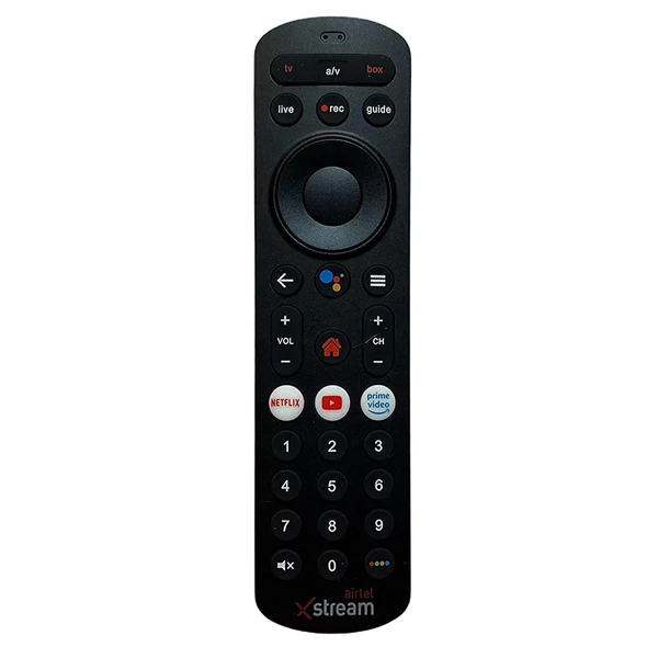 VEV Airtel Xstream Voice Assistant Remote Compatible for Airtel Xstream Set-Top Box Remote Control with Netflix Function (Black)