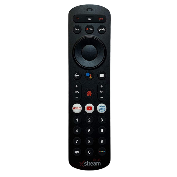VEV Airtel Xstream Voice Assistant Remote Compatible for Airtel Xstream Set-Top Box Remote Control with Netflix Function (Black)