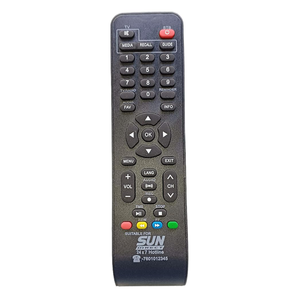 VEV Sun Direct Set Top Box Remote Compatible for Sun Direct DTH Remote/SD Remote (Black)