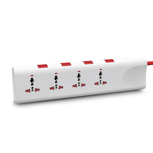 Shreyam SE-176 | 4 Way Extension with Single Switch | 1.5 Length (White)