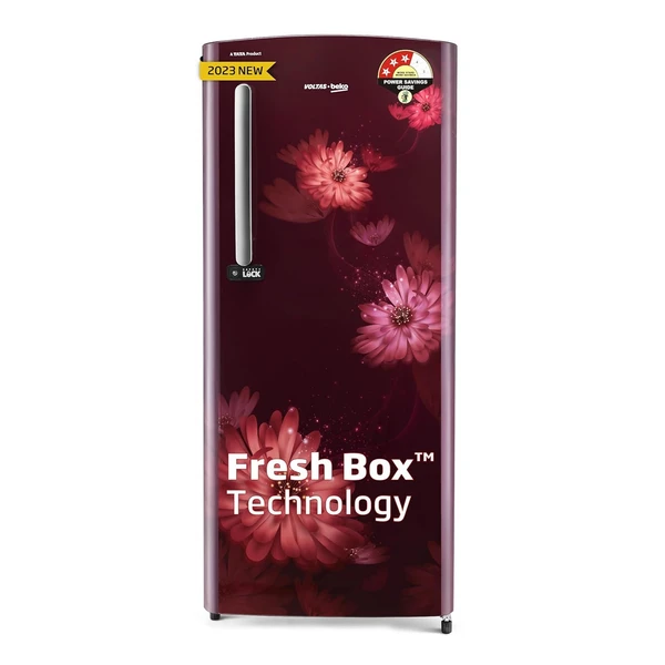 Voltas beko Voltas Beko ‘A Tata Product’ 210 Litre | 3 star | Single Door |Made-in-India Direct cool Refrigerator | RDC245C / W0DWE0M000UGD (Bonita Wine)