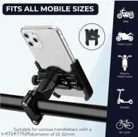 VEV C1 Universal Bike Mount Holder, 360 Degree Rotating, Metal Body, Handlebar Cradle Stand for Bicycle, Motorcycle, Fits All Smartphones, (Black) - Black