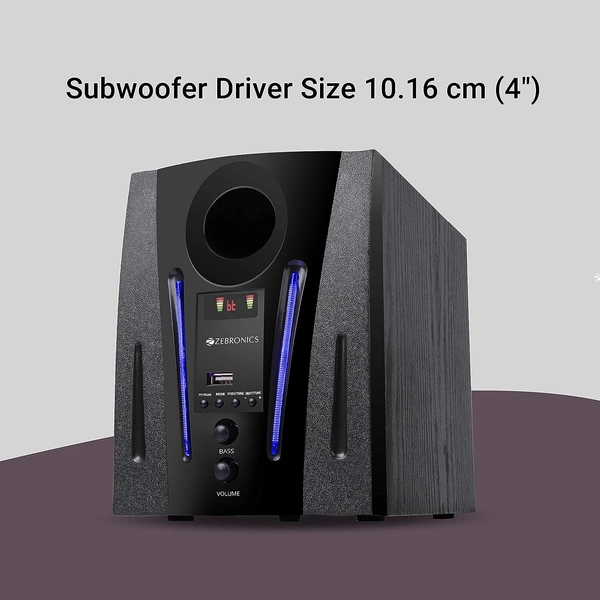 Zebronics ZEB-BT2150RUF 2.1 Multimedia Speaker with Bluetooth Supporting USB, AUX, Built in FM and Remote Control (Black)