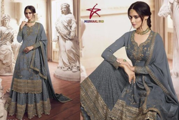 Trendy Chiku Colour Super Look Salwar Plazo With Dupatta Work - grey, semi stitched