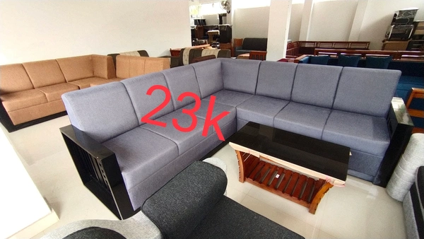 Wood Sofa Set - silver sade with black, large