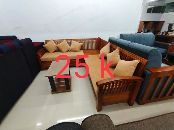 Wood Sofa For Home Decor - gold with brown, large