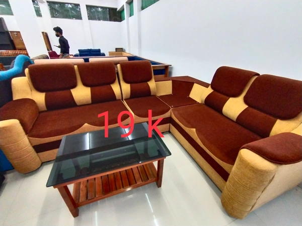 Wood Sofa Set - brown with gold, large