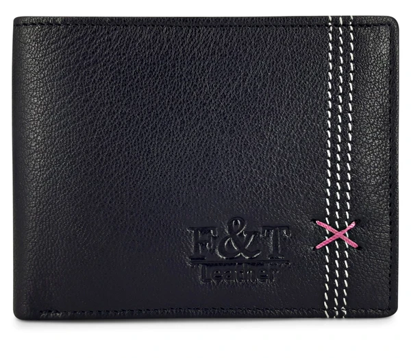 F&T Leather Genuine Leather Wallet for Men | Black colour,  lite & slim - standard, Black, 1 wallet, Flavour and Trends Pvt. Ltd., 3, 42023190, 225, FT2109.2