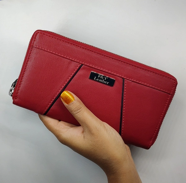 F&T Leather Genuine Leather Formal clutch | Maroon, Metallic Zipper (FT3004C) - 7.8 Inch, Wine Red, Wine Red, 1 Clutch, Flavour and Trends Pvt. Ltd., 185gm, Clutch