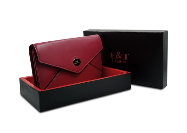 F&T Leather Genuine Leather Formal standard RFID Secured clutch (FT3005C) - 7.48 Inch, Hot Pink, Hot Pink, 1 Clutch, Flavour and Trends Pvt. Ltd., 185gm, Clutch
