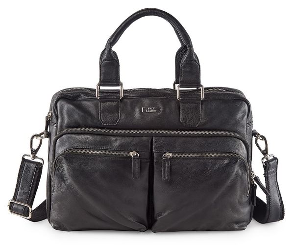 F&T Leather Black Genuine leather standard size Laptop bag/Massenger bag (FT-01LT-B) - 9.25L, Black, Black, 1 laptop bag, Flavour and Trends Pvt. Ltd., 750gm, Messenger bag