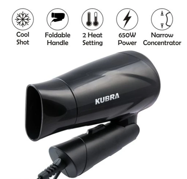 Kubra KB-113 650W foldable Hot and Cold Hair Dryer - MB Fashion