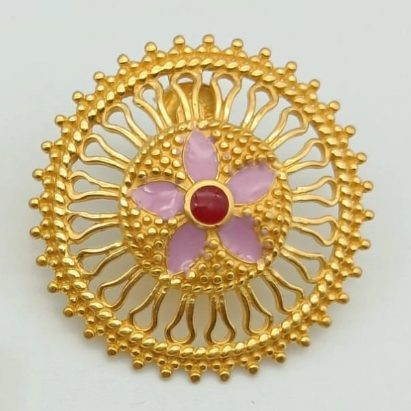 Ranishaa Sliver Pendent Set SP-4 - Golden with Red,Purple, 1Set