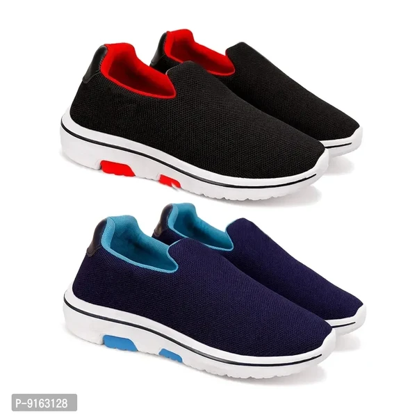 Elegant Canvas Self Design Sports Running Shoes For Men- Pack Of 2 - 6UK