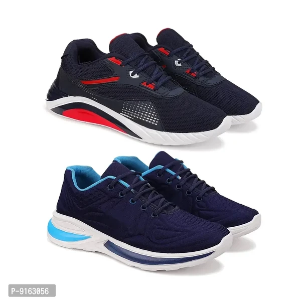 Elegant Canvas Self Design Sports Running Shoes For Men- Pack Of 2 - 8UK