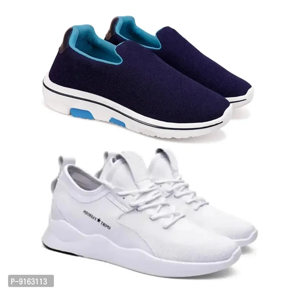 Elegant Canvas Self Design Sports Running Shoes For Men- Pack Of 2 - 7UK