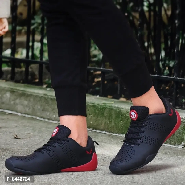 Trendy Resin Black Running Walking Gym And Hiking Sports Shoes For Men - 8UK