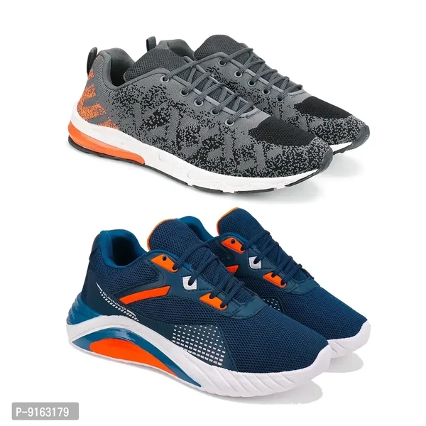 Elegant Canvas Self Design Sports Running Shoes For Men- Pack Of 2 - 8UK