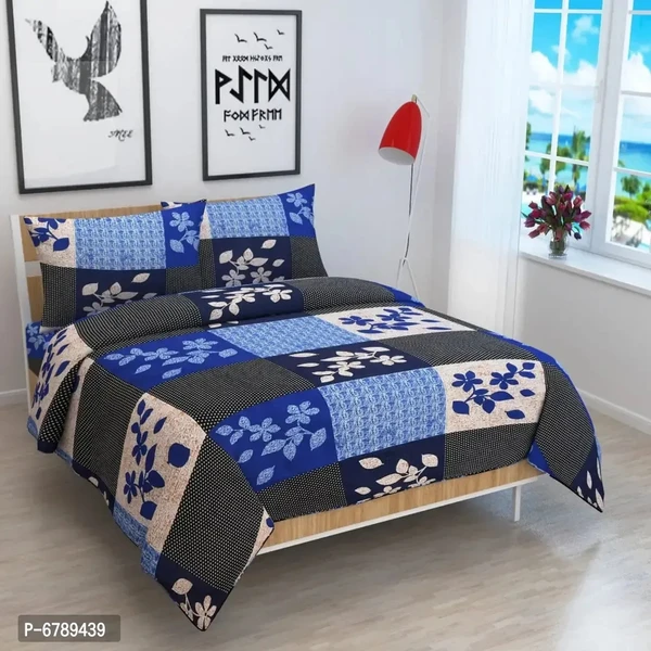 Stylish Fancy Polycotton 3d Printed Multicoloured Double Bedsheet