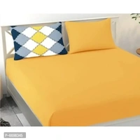 Stylish Cotton Blend Solid Double Bedsheet
