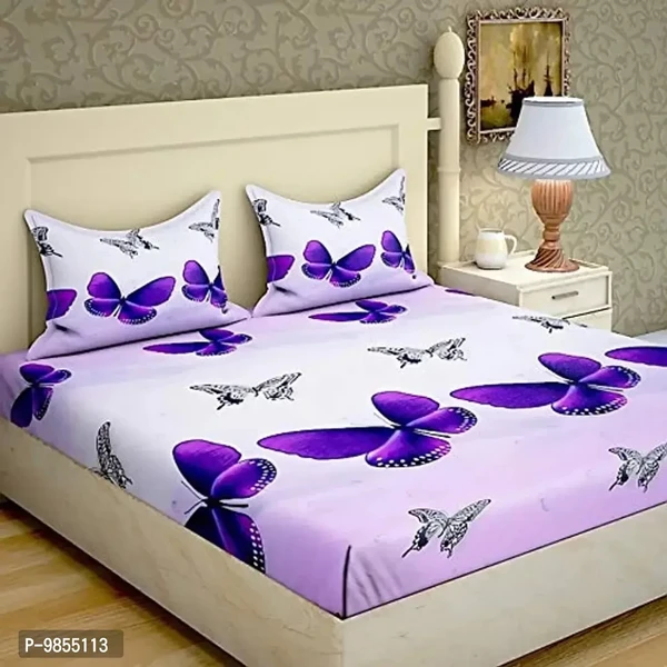 Stylish Fancy Microfiber 5d Printed Queen 1 Bedsheet With 2 cPillow Covers